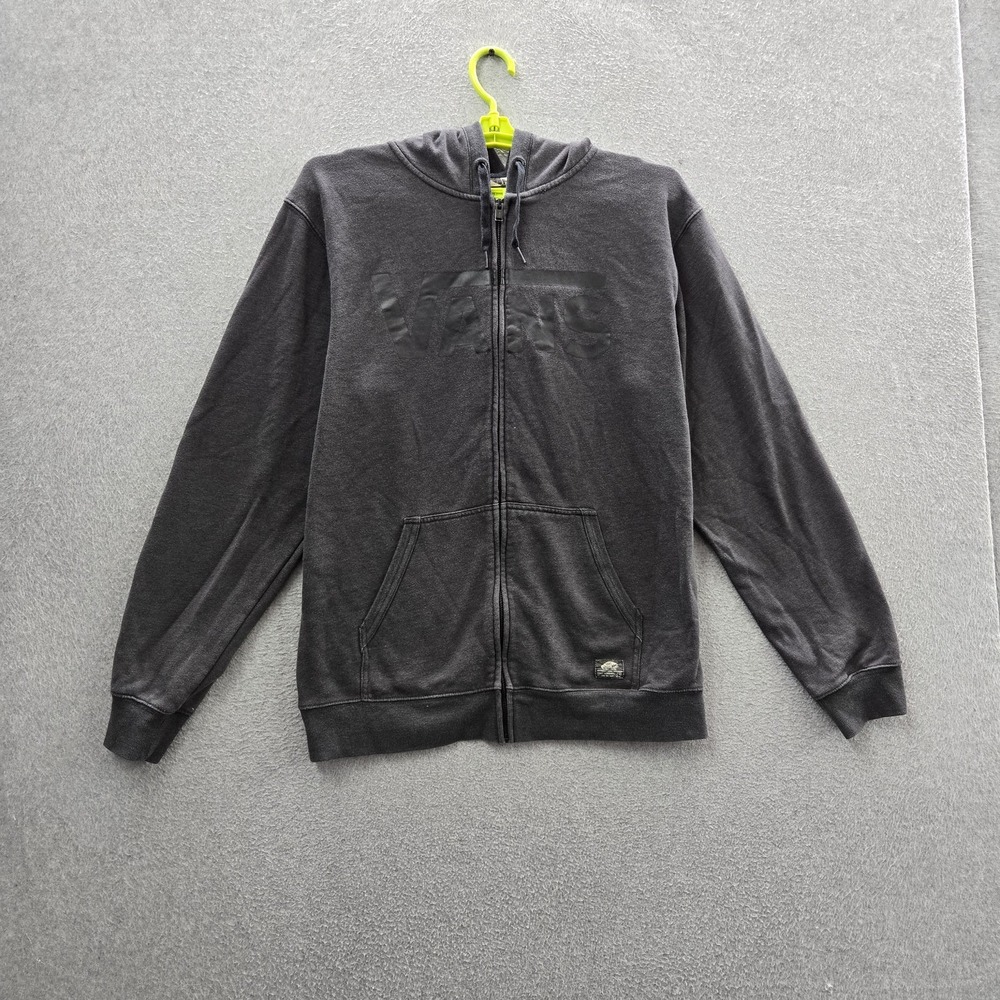 Vans Men Hoodie L Gray Fleece Activewear Zipper Long Sleeve Y2K Skaker